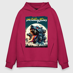 Толстовка оверсайз мужская Волки Роллинг Стоунз - фантазия, цвет: маджента