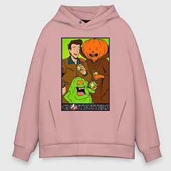 Толстовка оверсайз мужская Ghostbuster - Peter Slimer Pumpkinhead, цвет: пыльно-розовый