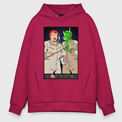 Толстовка оверсайз мужская Ghostbusters - Ray and his clone ghost, цвет: маджента