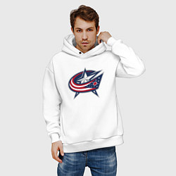 Толстовка оверсайз мужская Columbus blue jackets - hockey team - emblem, цвет: белый — фото 2