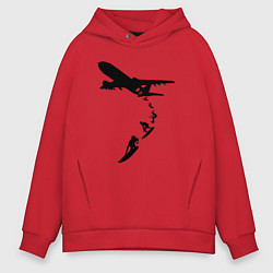 Толстовка оверсайз мужская Surfer plane, цвет: красный