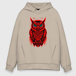 Толстовка оверсайз мужская Сова красная, цвет: миндальный