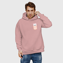 Толстовка оверсайз мужская Jiniret in pocket, цвет: пыльно-розовый — фото 2