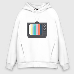 Толстовка оверсайз мужская Old television, цвет: белый