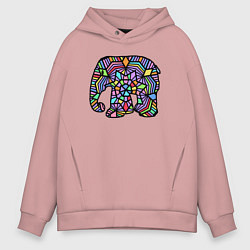 Толстовка оверсайз мужская Цветной слоник, цвет: пыльно-розовый