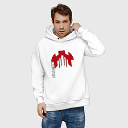 Толстовка оверсайз мужская Cortex красный чёрная обводка, цвет: белый — фото 2