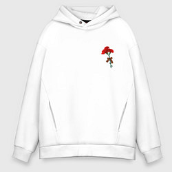 Толстовка оверсайз мужская Гвоздики и георгиевская лента, цвет: белый