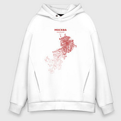 Толстовка оверсайз мужская Карта Москва красная, цвет: белый