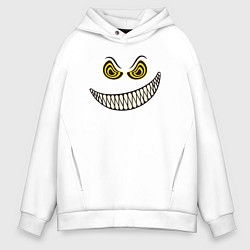 Толстовка оверсайз мужская Оскал смайлика, цвет: белый