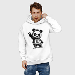 Толстовка оверсайз мужская Детёныш панды ярый хулиган, цвет: белый — фото 2