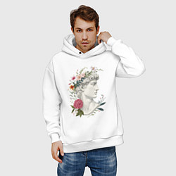 Толстовка оверсайз мужская Давид в цветах, цвет: белый — фото 2