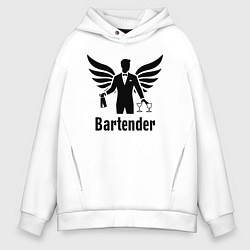 Толстовка оверсайз мужская Бармен с крыльями, цвет: белый