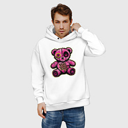 Толстовка оверсайз мужская Pink bear, цвет: белый — фото 2