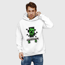Толстовка оверсайз мужская Minecraft крипер, цвет: белый — фото 2