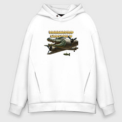 Толстовка оверсайз мужская Bombardino Crocodillo, цвет: белый