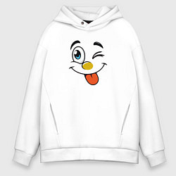 Толстовка оверсайз мужская Позитивный смайлик, цвет: белый