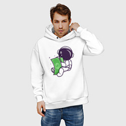 Толстовка оверсайз мужская Космонавт и доллары, цвет: белый — фото 2