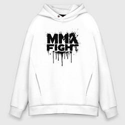 Толстовка оверсайз мужская MMA боец черной краской, цвет: белый