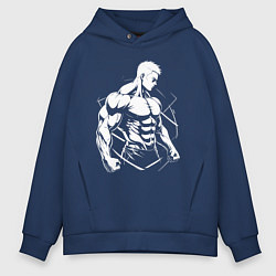 Толстовка оверсайз мужская Мускулистый аниме, цвет: тёмно-синий
