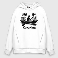 Толстовка оверсайз мужская Каякинг среди водяных лилий, цвет: белый