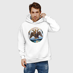 Толстовка оверсайз мужская Если ангел твой за твоим плечом то гром и молния т, цвет: белый — фото 2