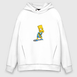 Толстовка оверсайз мужская Барт Симпсон с рогаткой, цвет: белый