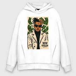 Толстовка оверсайз мужская XXXTentacion и доллары, цвет: белый