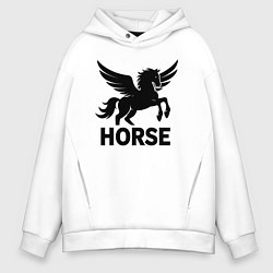 Толстовка оверсайз мужская Конь с крыльями, цвет: белый
