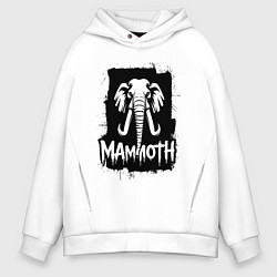 Толстовка оверсайз мужская Мамонт в стиле граффити, цвет: белый