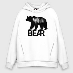 Толстовка оверсайз мужская Черный медведь с полосами, цвет: белый