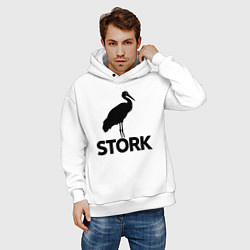 Толстовка оверсайз мужская Черный аист, цвет: белый — фото 2