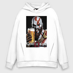 Толстовка оверсайз мужская Kratos - god of bar, цвет: белый