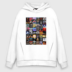 Толстовка оверсайз мужская Scorpions - обложки, цвет: белый