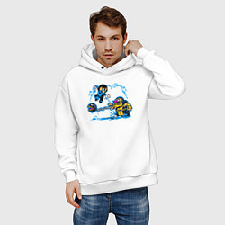 Толстовка оверсайз мужская Скорпион против Саб-зиро, цвет: белый — фото 2