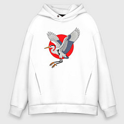 Толстовка оверсайз мужская Цапля на закате, цвет: белый