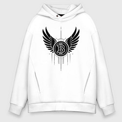 Толстовка оверсайз мужская Крылья биткоина, цвет: белый