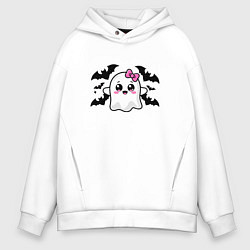 Толстовка оверсайз мужская Готическое очарование - приведение, цвет: белый
