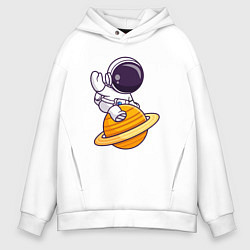 Толстовка оверсайз мужская На Сатурне, цвет: белый