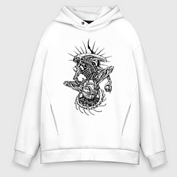 Толстовка оверсайз мужская Чужой и лицехват, цвет: белый