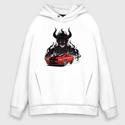Толстовка оверсайз мужская Dodge - Demon SRT, цвет: белый