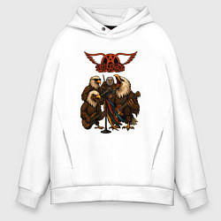 Толстовка оверсайз мужская Aerosmith в виде орлов, цвет: белый