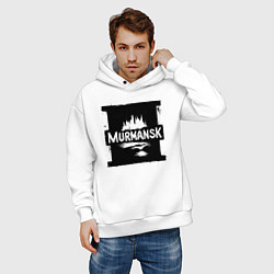 Толстовка оверсайз мужская Мурманск в стрит-арт стиле, цвет: белый — фото 2