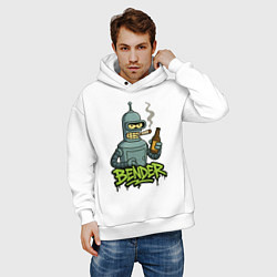 Толстовка оверсайз мужская Bender with beer, цвет: белый — фото 2