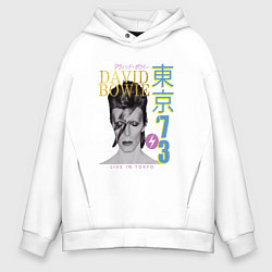 Толстовка оверсайз мужская David Bowie - Live in Tokyo 73, цвет: белый