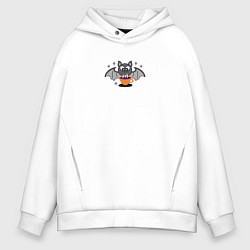 Толстовка оверсайз мужская Зелье удачи с летучей мышью, цвет: белый