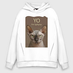 Толстовка оверсайз мужская Yo - Im Sphynx, цвет: белый