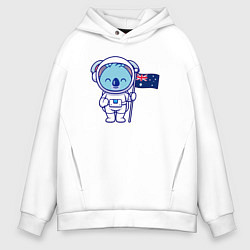 Толстовка оверсайз мужская Коала космонавт, цвет: белый