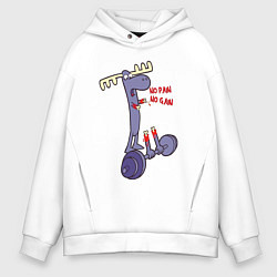 Толстовка оверсайз мужская Лось штангист, цвет: белый