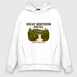 Толстовка оверсайз мужская Twin Peaks Great Northen hotel, цвет: белый