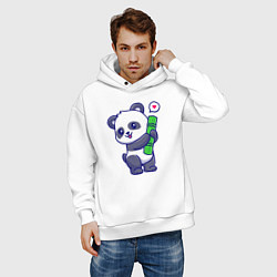 Толстовка оверсайз мужская Бабмуковая милая панда, цвет: белый — фото 2